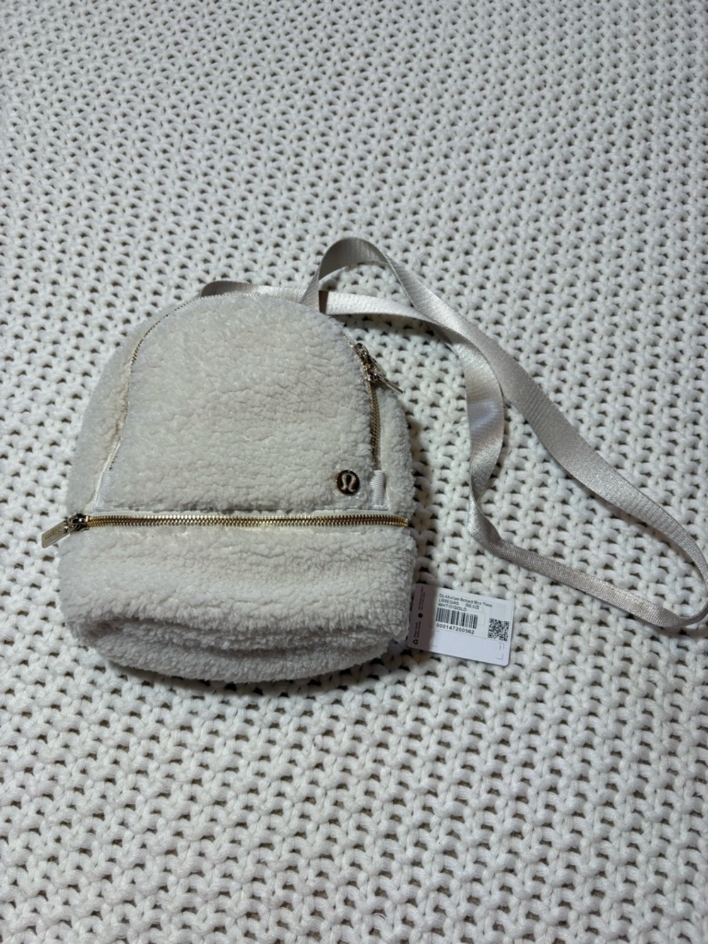 lululemon city adventurer backpack micro fleece in white opal / gold